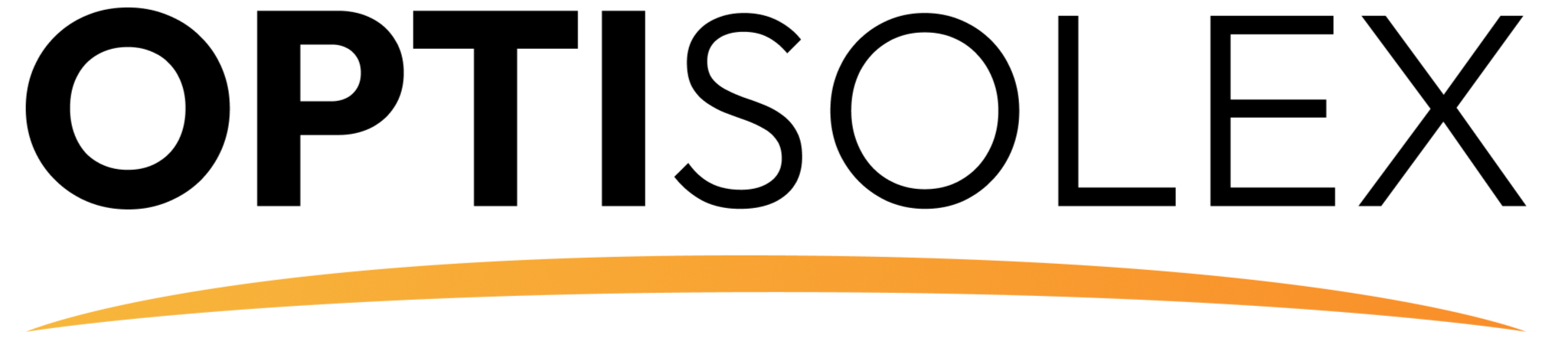 Optisolex logo with black text and a yellow line on a white background